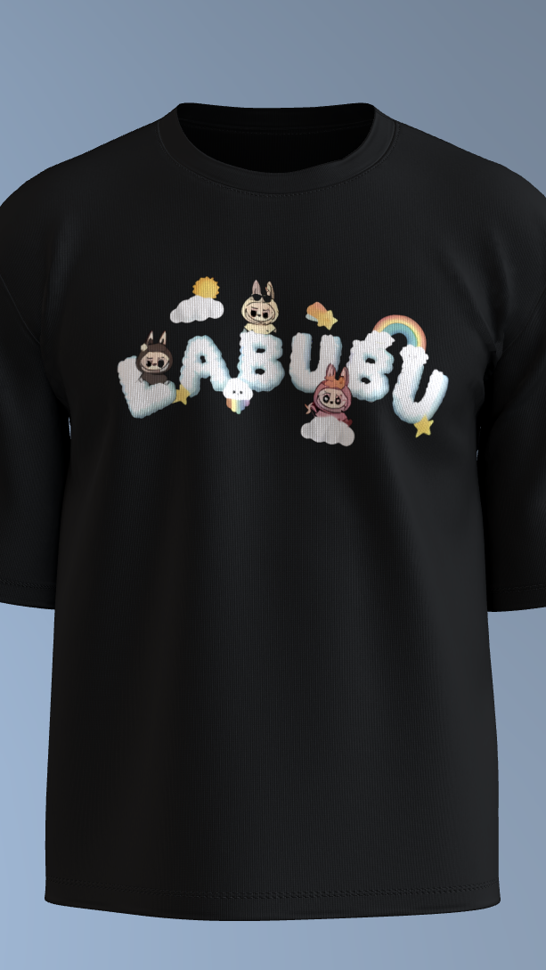 Black LABUBU Skater Monsters T-Shirt' Oversized Tee
