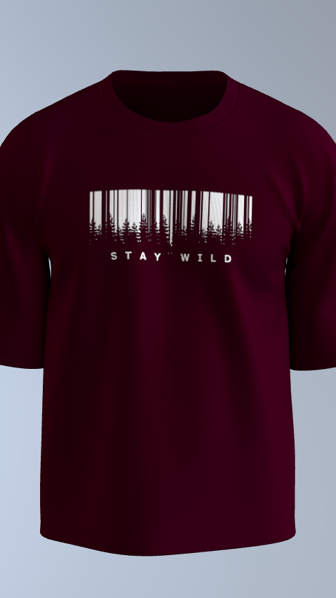 Stay Wild – Forest Barcode Oversized Tee
