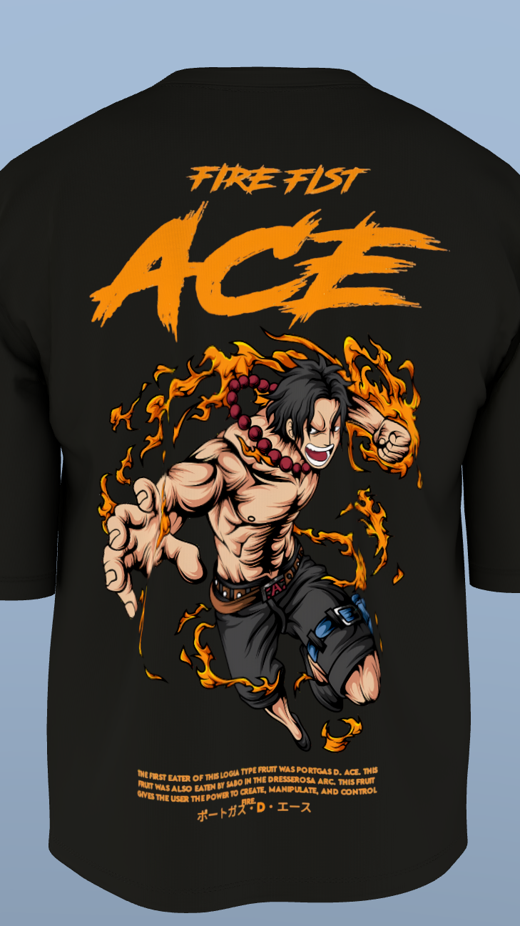 Black Fire Fist Ace Tee' Oversized Tee