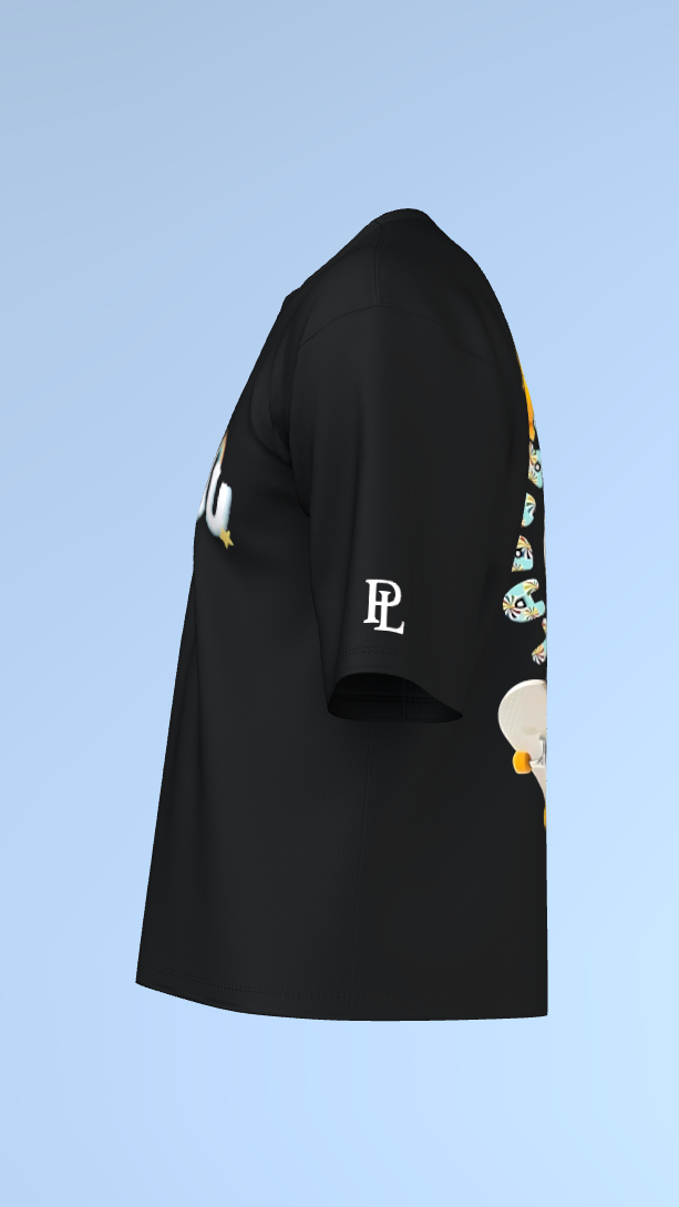 Black LABUBU Skater Monsters T-Shirt' Oversized Tee