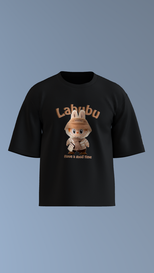 Black Time to Chill with LABUBU'Oversized Tee