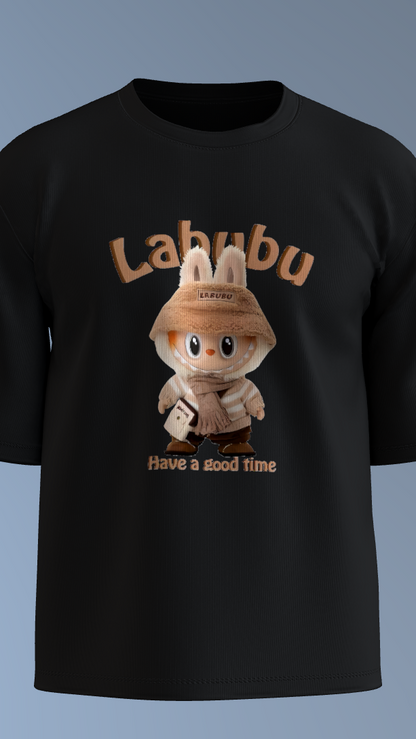 Black Time to Chill with LABUBU'Oversized Tee