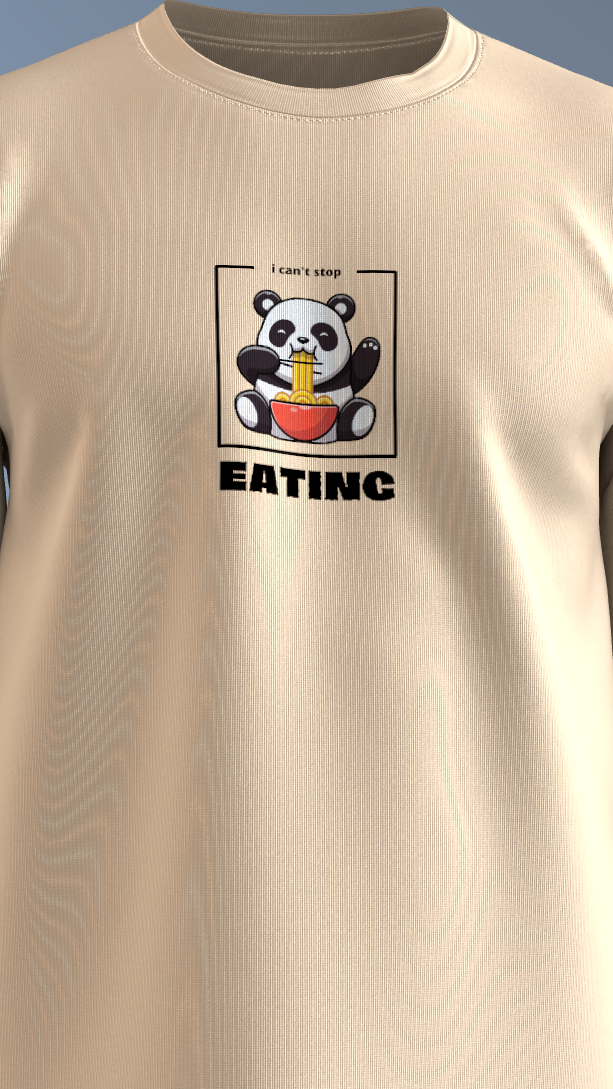 Cream Pandastic Mood' Oversized Tee