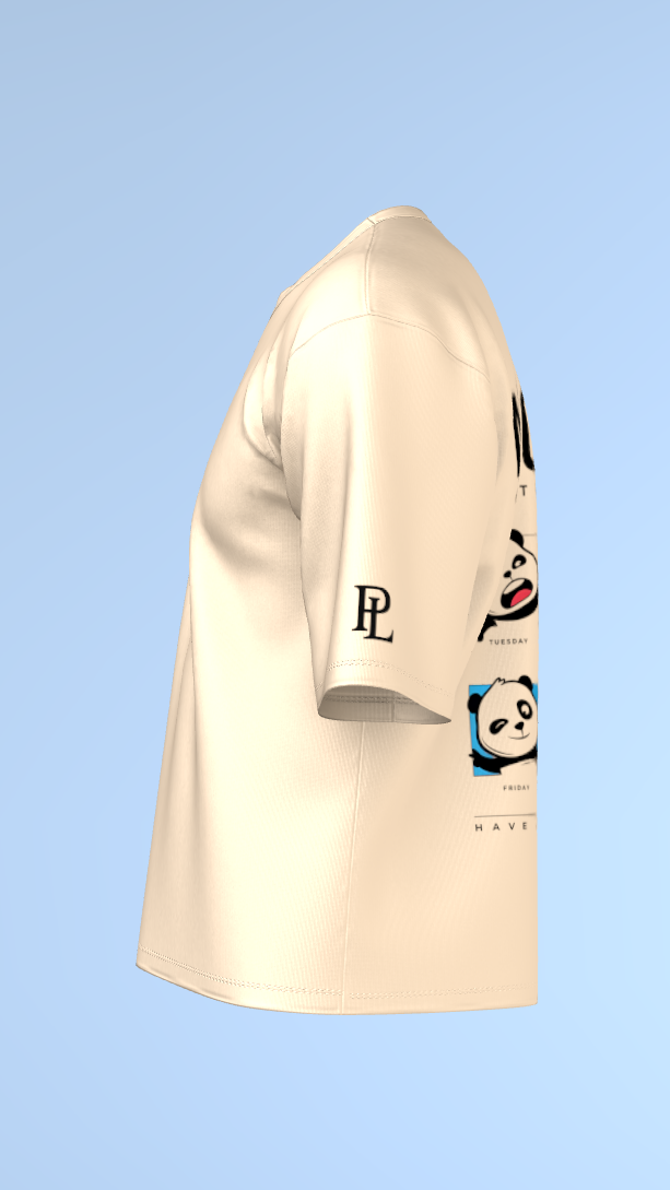 Cream Pandastic Mood' Oversized Tee