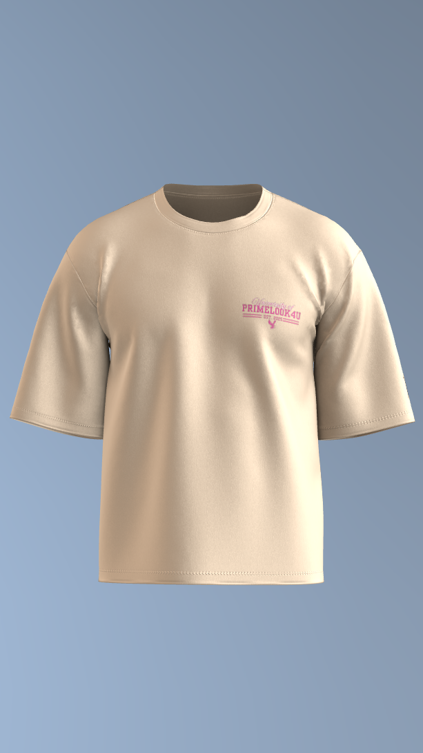 Cream Pink Panther Sunset Vibes' Oversized Tee