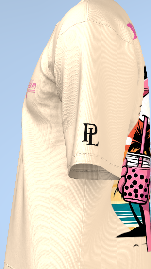 Cream Pink Panther Sunset Vibes' Oversized Tee