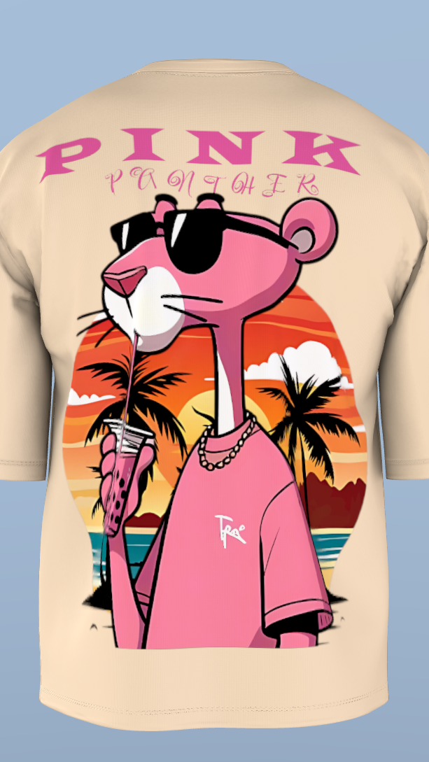 Cream Pink Panther Sunset Vibes' Oversized Tee