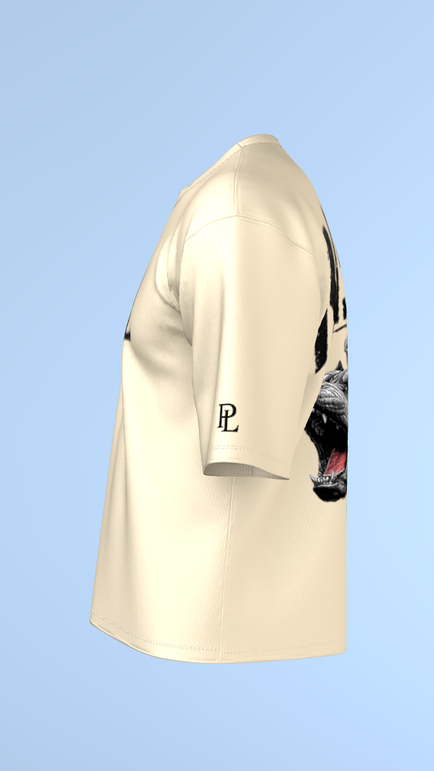 Cream REBEL Cerberus Tee' Oversized Tee