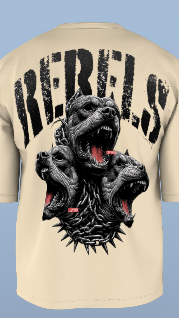 Cream REBEL Cerberus Tee' Oversized Tee