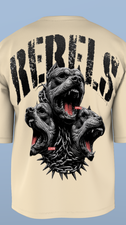 Cream REBEL Cerberus Tee' Oversized Tee