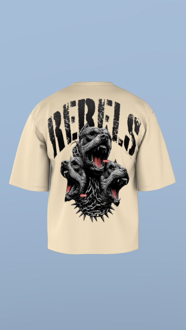 Cream REBEL Cerberus Tee' Oversized Tee