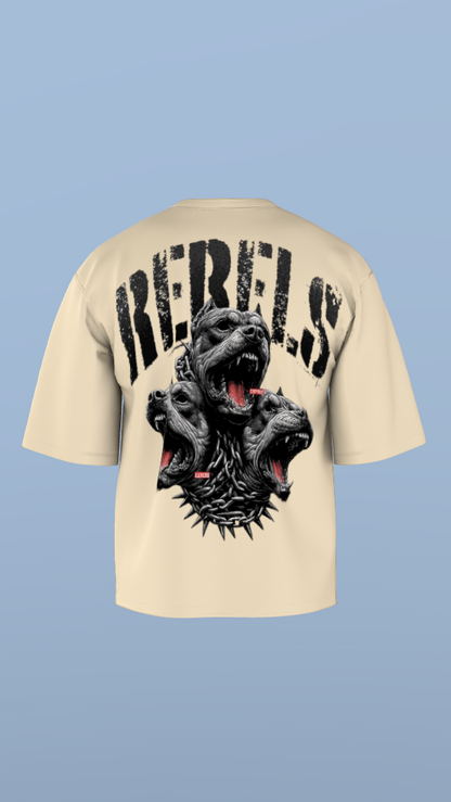 Cream REBEL Cerberus Tee' Oversized Tee