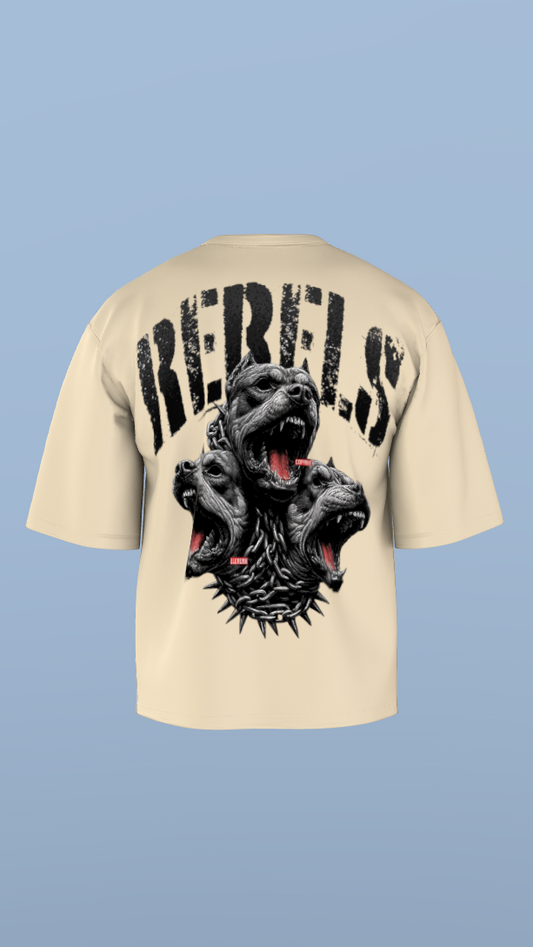 Cream REBEL Cerberus Tee' Oversized Tee