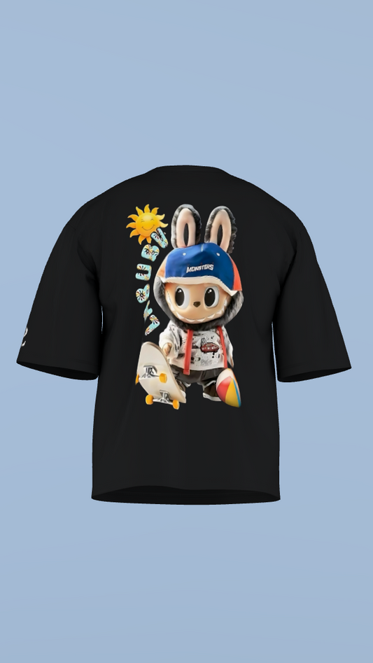 Black LABUBU Skater Monsters T-Shirt' Oversized Tee