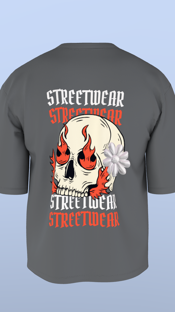 Flame Skull Streetwear – Oversized Tee