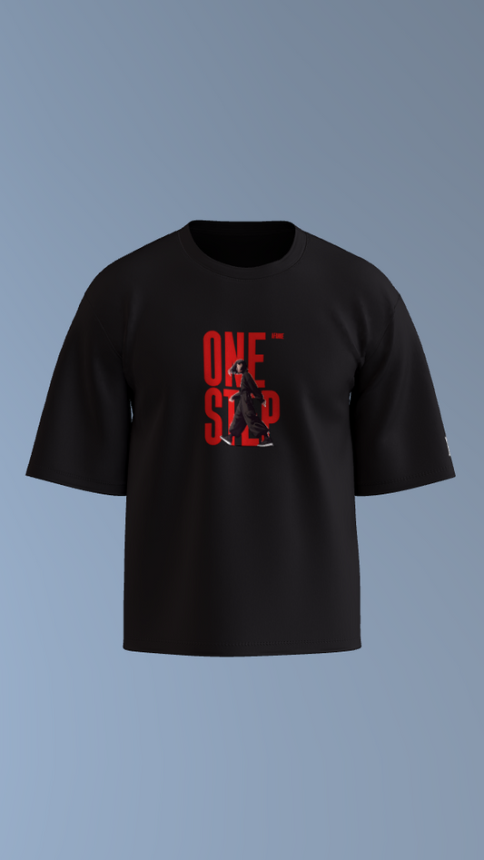 Black One Step Hustle Tee' Oversized Tee