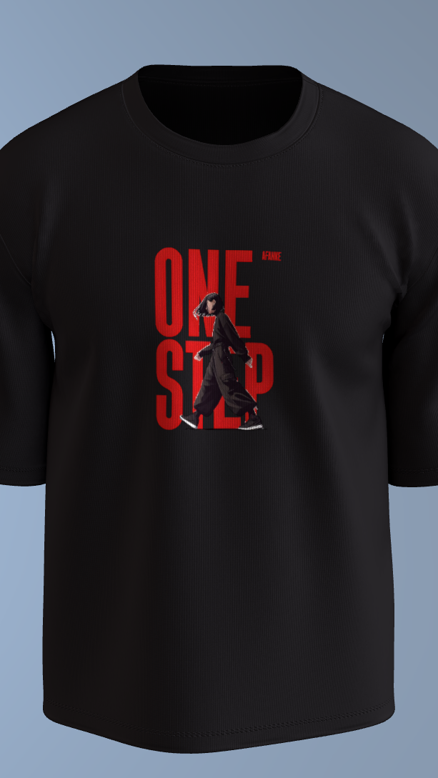 Black One Step Hustle Tee' Oversized Tee