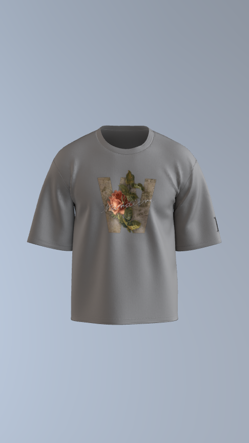 Grey Vintage Bloom Skull Tee'